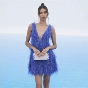 Cult Gaia Ansel Ostrich Feather Dress in Tahoe
